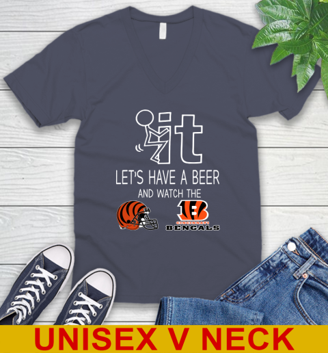 Cincinnati Bengals Football NFL Let's Have A Beer And Watch Your Team Sports V-Neck T-Shirt 7