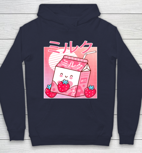 Japanese Kawaii Strawberry Milk Shake Carton Funny Retro Hoodie Tee For Sports