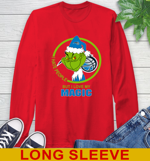 Orlando Magic NBA Christmas Grinch I Hate People But I Love My Favorite Basketball Team Long Sleeve T-Shirt 10