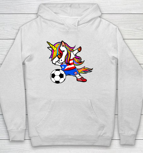 Dabbing Unicorn Puerto Rico Football Puerto Rican Flag Hoodie
