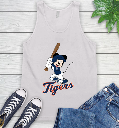MLB Baseball Detroit Tigers Cheerful Mickey Mouse Shirt Tank Top 2