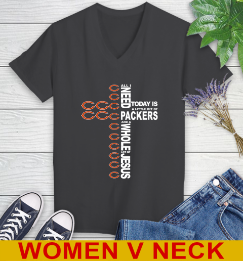 NFL All I Need Today Is A Little Bit Of Chicago Bears Shirt Women's V-Neck T-Shirt 8