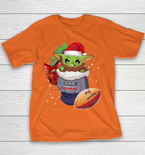 Tampa Bay Buccaneers Christmas Baby Yoda Star Wars Funny Happy NFL Youth T-Shirt 6