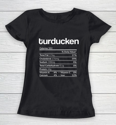 Turducken Nutrition Facts Funny Thanksgiving Christmas Food Women's T-Shirt
