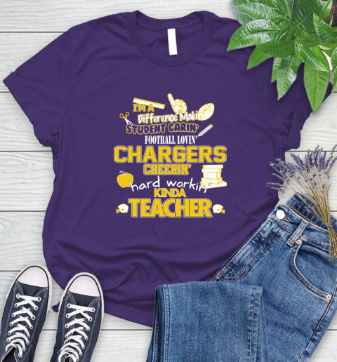 Los Angeles Chargers NFL I'm A Difference Making Student Caring Football Loving Kinda Teacher Women's T-Shirt 4