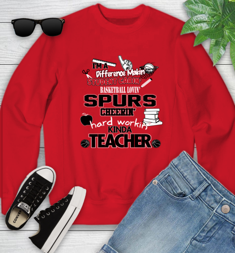 San Antonio Spurs NBA I'm A Difference Making Student Caring Basketball Loving Kinda Teacher Youth Sweatshirt 8