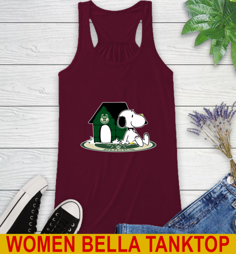 NBA Basketball Milwaukee Bucks Snoopy The Peanuts Movie Shirt Racerback Tank 3