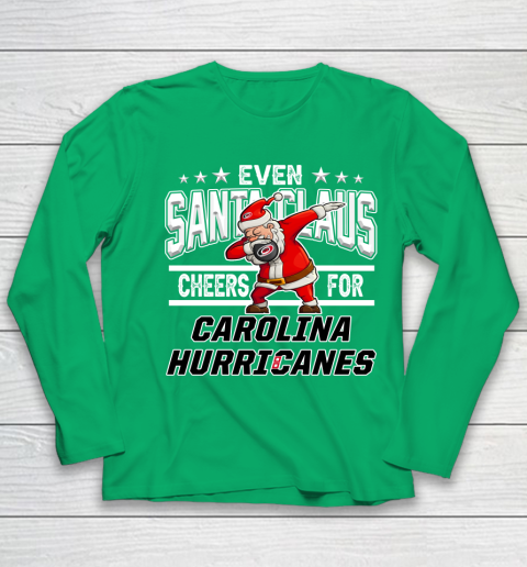 Carolina Hurricanes Even Santa Claus Cheers For Christmas NHL Youth Long Sleeve 4