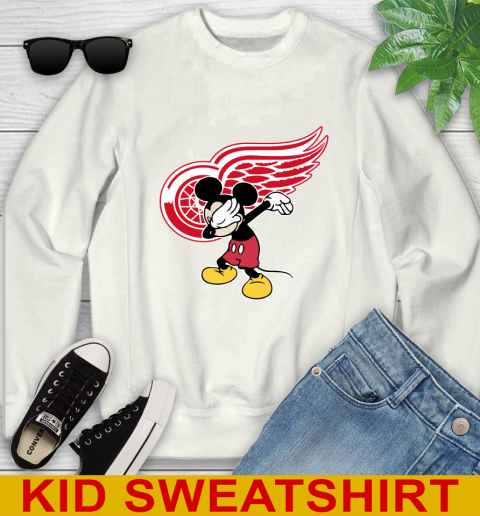 Detroit Red Wings NHL Hockey Dabbing Mickey Disney Sports Youth Sweatshirt