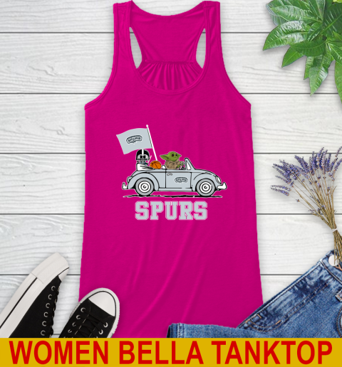 NBA Basketball San Antonio Spurs Darth Vader Baby Yoda Driving Star Wars Shirt Racerback Tank 8