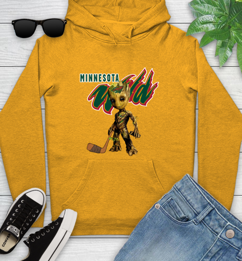 Minnesota Wild NHL Hockey Groot Marvel Guardians Of The Galaxy Youth Hoodie 3