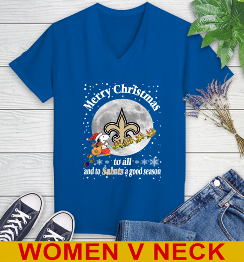 New Orleans Saints Merry Christmas To All And To Saints A Good Season NFL Football Sports Women's V-Neck T-Shirt 9