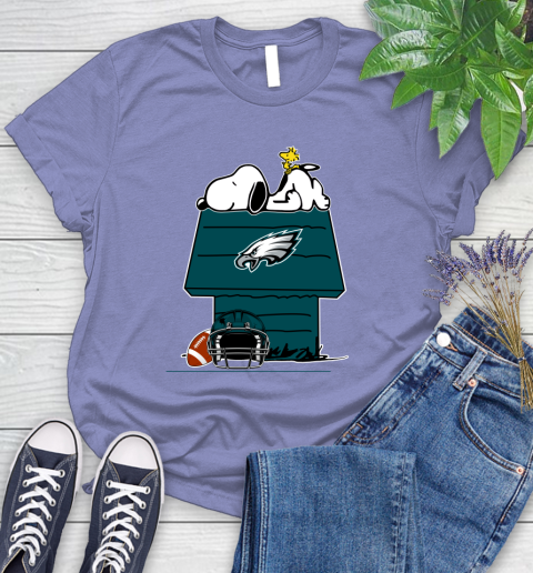 Philadelphia Eagles NFL Football Snoopy Woodstock The Peanuts Movie Women's T-Shirt 11