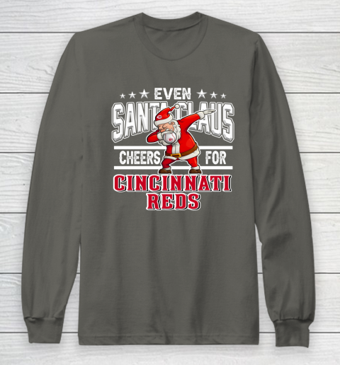 Cincinnati Reds Even Santa Claus Cheers For Christmas MLB Long Sleeve T-Shirt 5