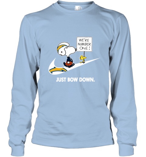 nfl Los Angeles Chargers Are Number One – nike Just Bow Down Snoopy cblg los angeles chargers are number one ndash just bow dow long sleeve tee 14 front light blue