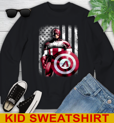 Arizona Diamondbacks MLB Baseball Captain America Marvel Avengers American Flag Shirt Youth Sweatshirt