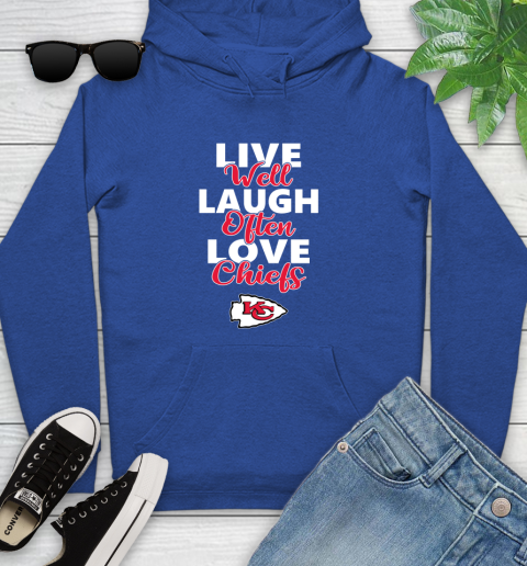 NFL Football Kansas City Chiefs Live Well Laugh Often Love Shirt Youth Hoodie 9