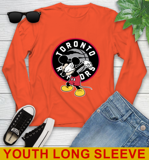 Toronto Raptors NBA Basketball Dabbing Mickey Disney Sports Youth Long Sleeve 4