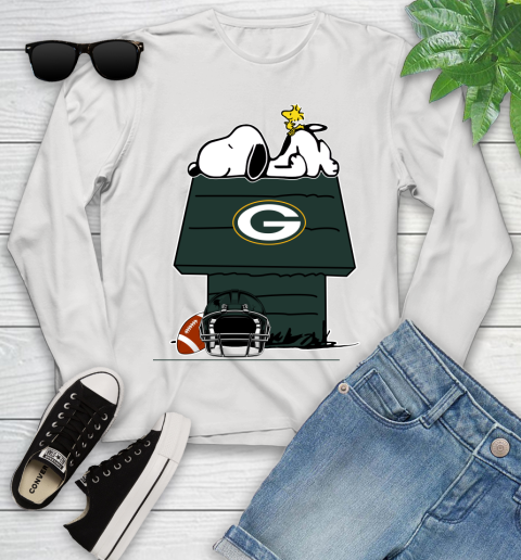 Green Bay Packers NFL Football Snoopy Woodstock The Peanuts Movie Youth Long Sleeve