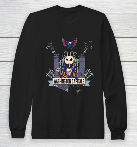 NHL Washington Capitals Hockey Jack Skellington Halloween Long Sleeve T-Shirt