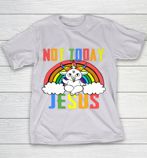 Unicorn Rainbow Not Today Jesus Premium Youth T-Shirt 4