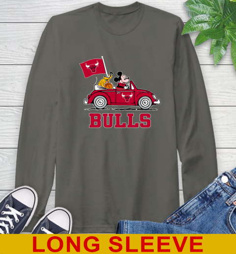 NBA Basketball Chicago Bulls Pluto Mickey Driving Disney Shirt Long Sleeve T-Shirt 8
