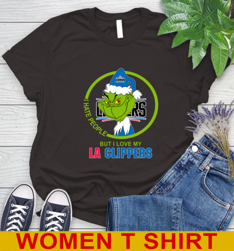 LA Clippers NBA Christmas Grinch I Hate People But I Love My Favorite Basketball Team Women's T-Shirt 8