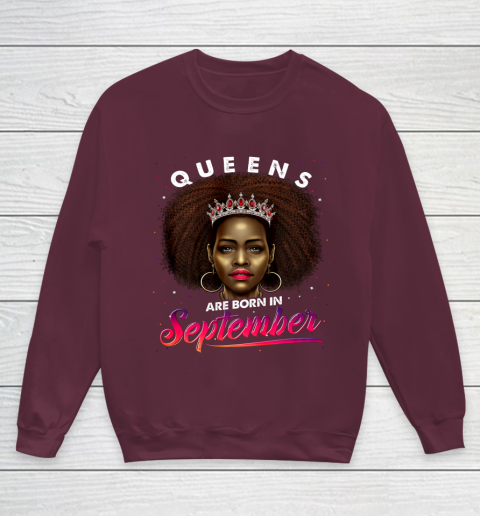 Queens Born September Shirt Black Girl Virgo Libra Birthday Youth Sweatshirt 4