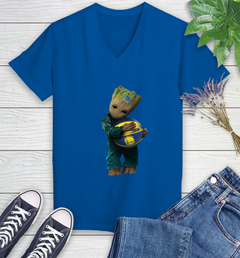 NBA Groot Guardians Of The Galaxy Basketball Sports Golden State Warriors Women's V-Neck T-Shirt 10