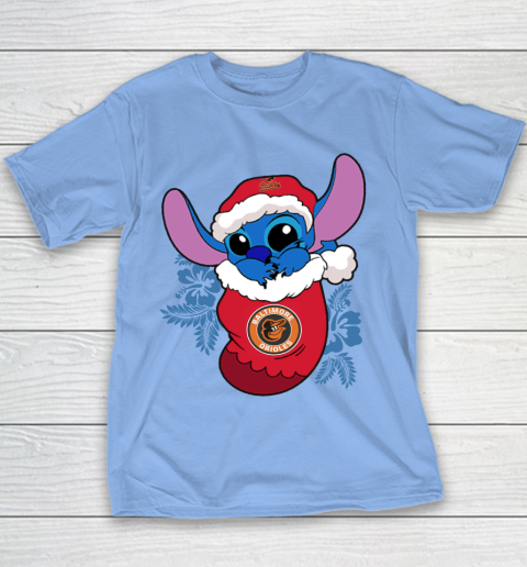 Baltimore Orioles Christmas Stitch In The Sock Funny Disney MLB Youth T-Shirt 10