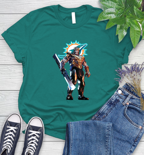 NFL Thanos Gauntlet Avengers Endgame Football Miami Dolphins Women's T-Shirt 12
