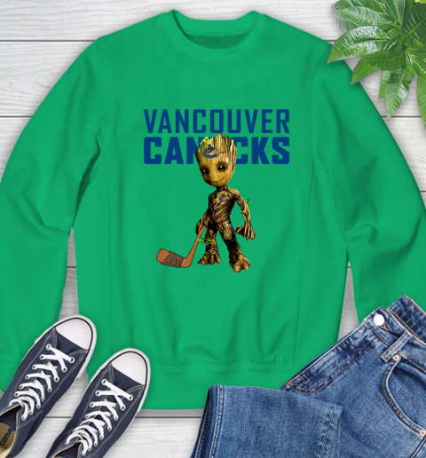 Vancouver Canucks NHL Hockey Groot Marvel Guardians Of The Galaxy Sweatshirt 6