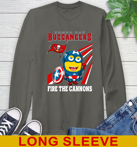 NFL Football Tampa Bay Buccaneers Captain America Marvel Avengers Minion Shirt Long Sleeve T-Shirt 10