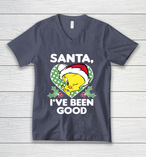 Looney Tunes Christmas Tweety Bird Santa I ve Been Good V-Neck T-Shirt 7