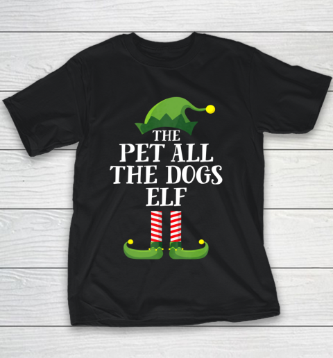 Pet All The Dogs Elf Matching Family Group Christmas Pajama Youth T-Shirt