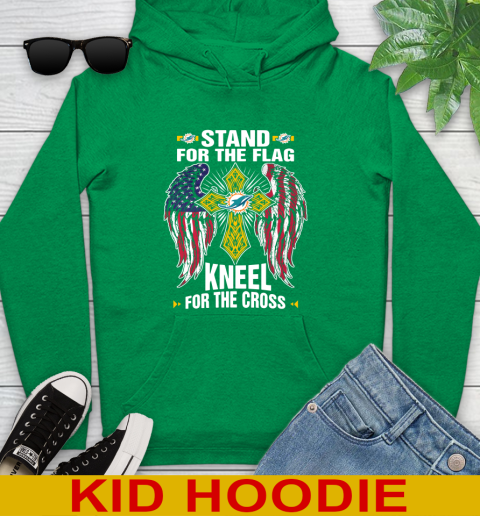 NFL Football Miami Dolphins Stand For Flag Kneel For The Cross Shirt Youth Hoodie 8