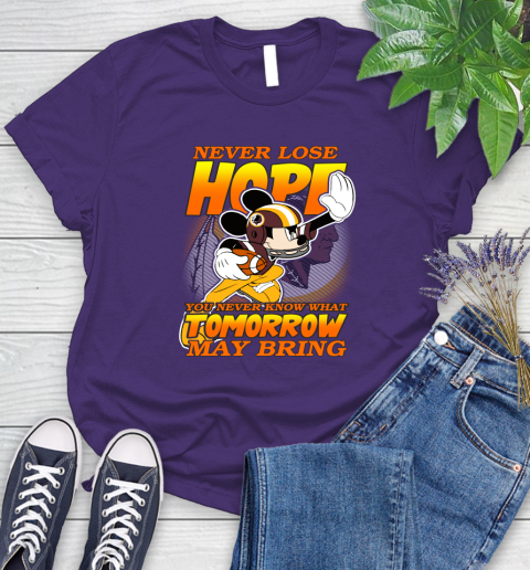 Washington Redskins NFL Football Mickey Disney Never Lose Hope Women's T-Shirt 4