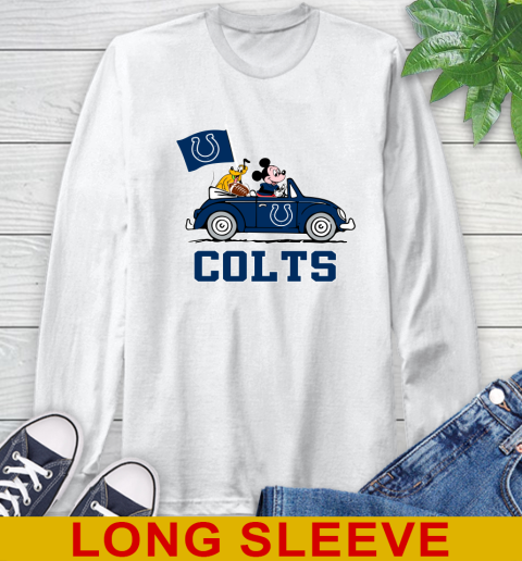 NFL Football Indianapolis Colts Pluto Mickey Driving Disney Shirt Long Sleeve T-Shirt