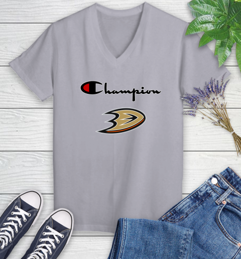 NHL Hockey Anaheim Ducks Champion Shirt Women's V-Neck T-Shirt 2