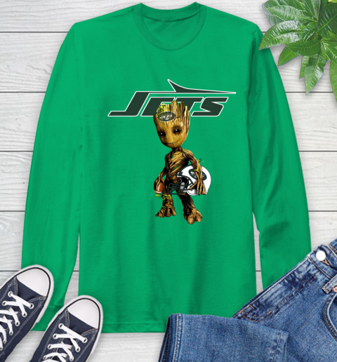 New York Jets NFL Football Groot Marvel Guardians Of The Galaxy Long Sleeve T-Shirt 7