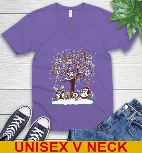 Husky dog pet lover light christmas tree shirt 54