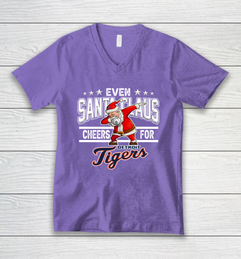 Detroit Tigers Even Santa Claus Cheers For Christmas MLB V-Neck T-Shirt 8