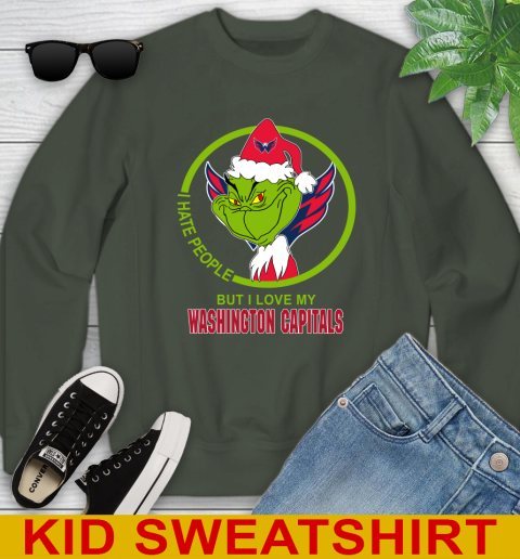 Washington Capitals NHL Christmas Grinch I Hate People But I Love My Favorite Hockey Team Youth Sweatshirt 9