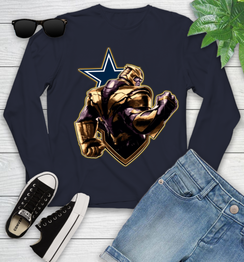 NFL Thanos Avengers Endgame Football Sports Dallas Cowboys Youth Long Sleeve 3