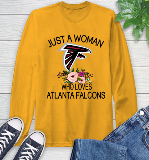 NFL Just A Woman Who Loves Atlanta Falcons Football Sports Long Sleeve T-Shirt 2