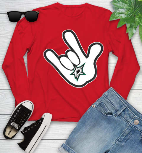 Dallas Stars NHL Hockey Mickey Rock Hand Disney Youth Long Sleeve 11