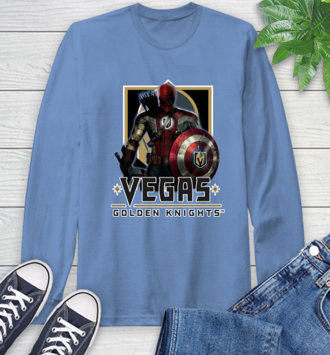 NHL Captain America Thor Spider Man Hawkeye Avengers Endgame Hockey Vegas Golden Knights Long Sleeve T-Shirt 11