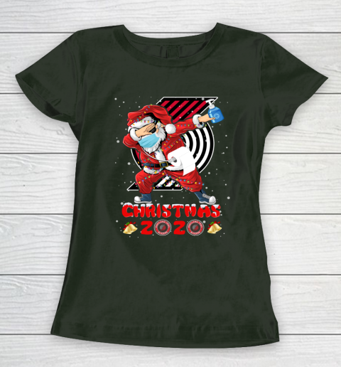 Portland Trail Blazers Funny Santa Claus Dabbing Christmas 2020 NBA Women's T-Shirt 4