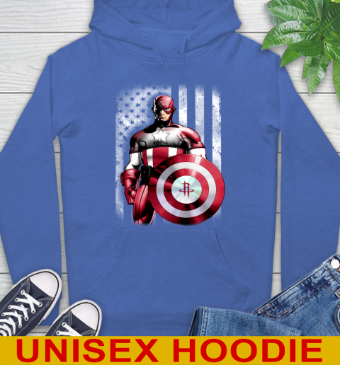 Houston Rockets NBA Basketball Captain America Marvel Avengers American Flag Shirt Hoodie 9