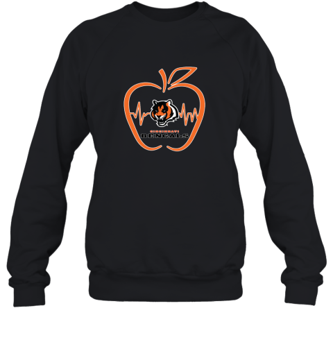 Apple Heartbeat Teacher Symbol Cincinnati Bengals Sweatshirt